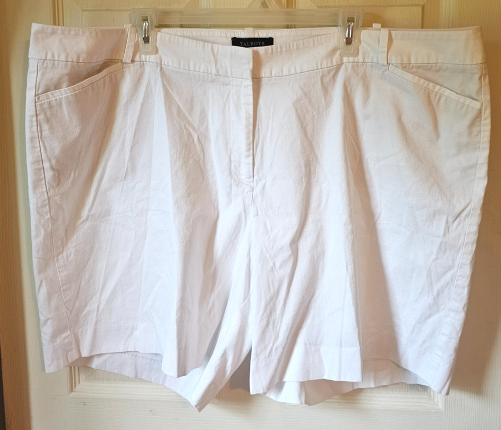 Talbots Womens 22W White Bermuda Shorts Plus Size Cotton Stretch Pockets